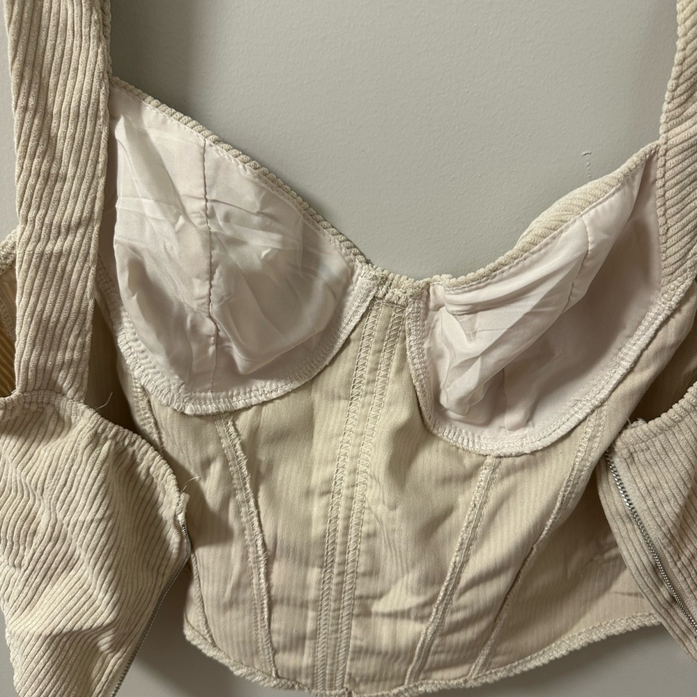 Cream Ribbed Crop Top - Picture 5 of 6